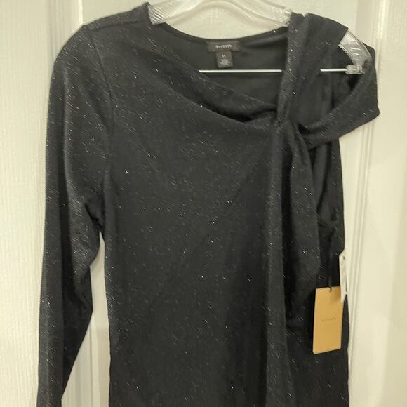 Halogen one sleeve black sparkle top NWT Sz 1X women's blouse - Picture 10 of 10